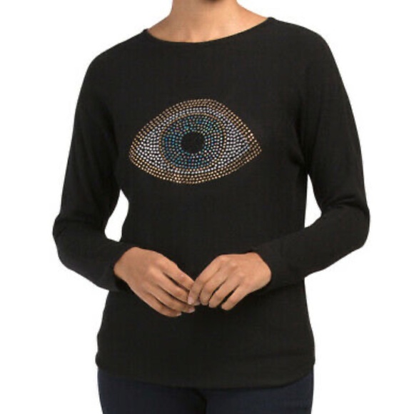 Rachel Zoe Evil Eye Embellished Sweater 